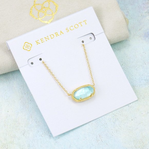 Kendra Scott Elisa Light Blue Illusion Necklace Gold Plated March - Picture 3 of 7
